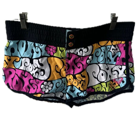 Roxy Girl's Groovy 60s 70s Back Snap Pockets Swim Boardshorts Surf Shorts 5 - Picture 1 of 4